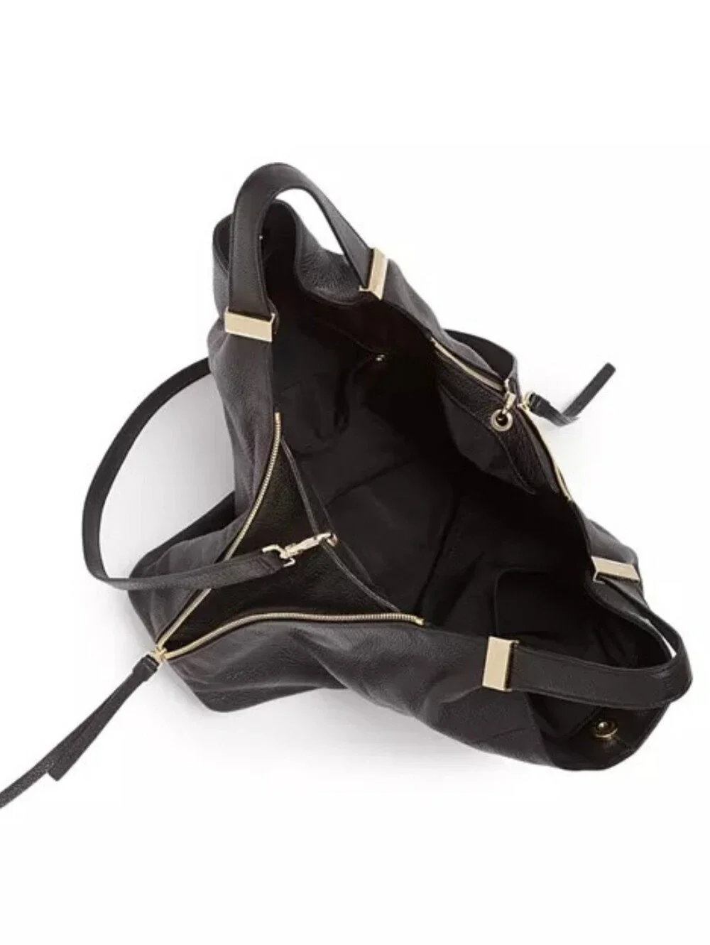 Furla Liz Daino Large Black Pebbled Leather Convertible Slouchy Hobo Bag Tote